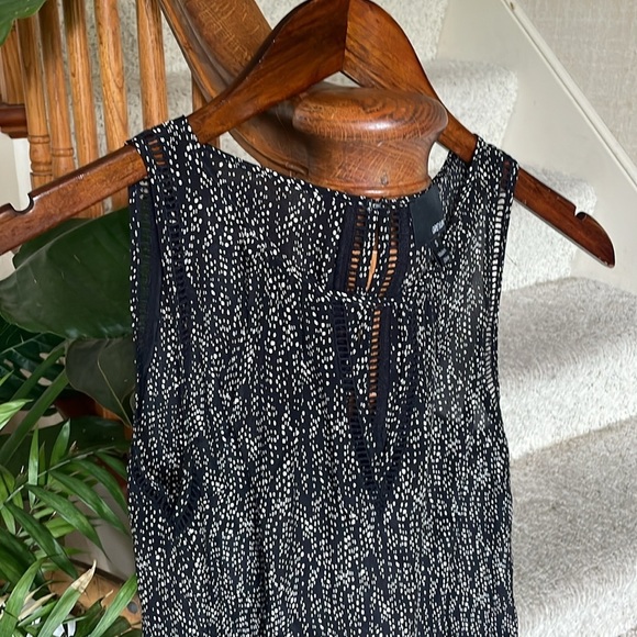 Greylin Black and White Asymmetrical Silk Tank Top - Picture 3 of 12